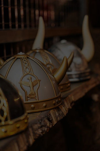 row of novelty Viking helmets
