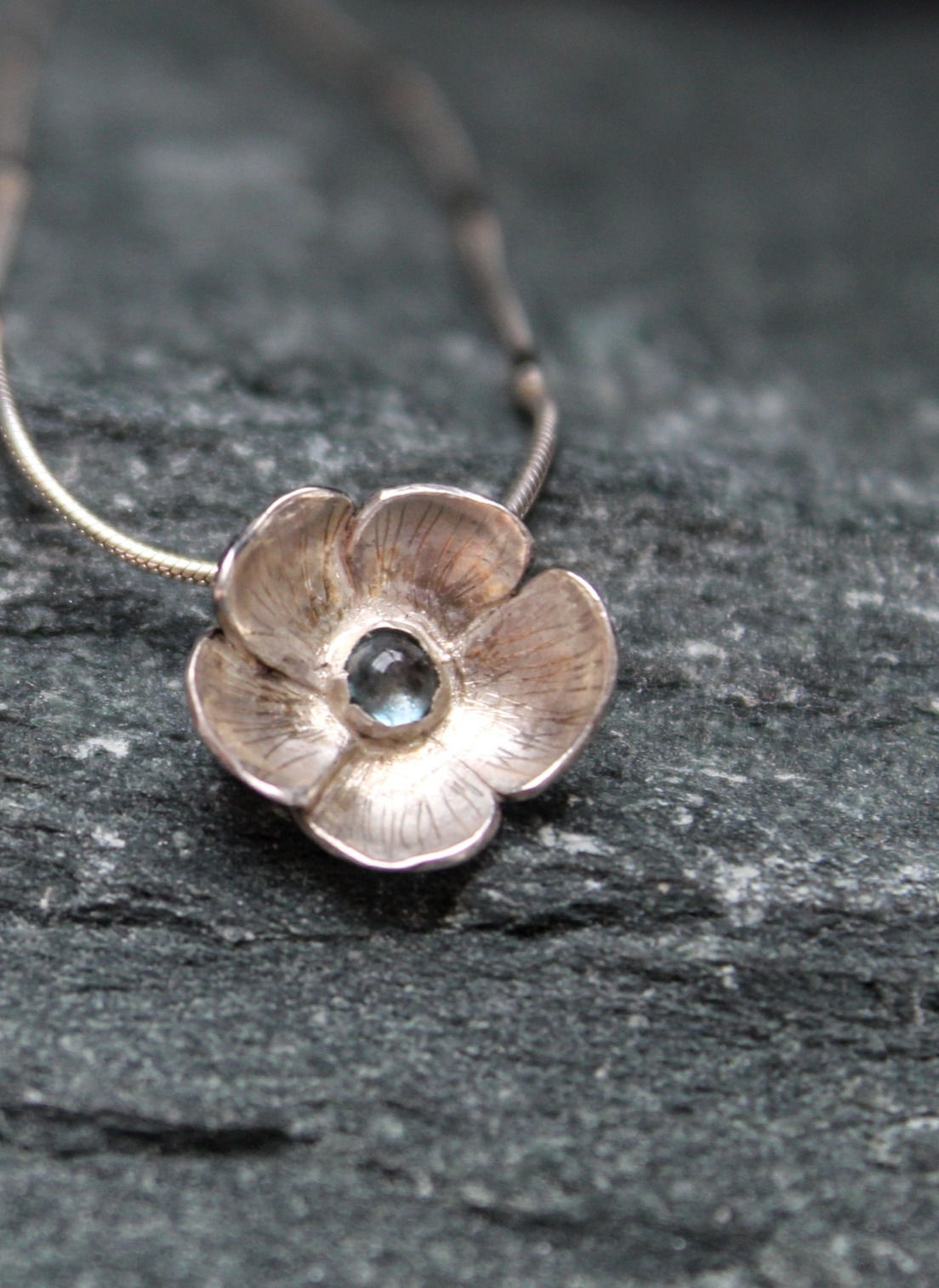 Sky Blue Topaz Buttercup Pendant