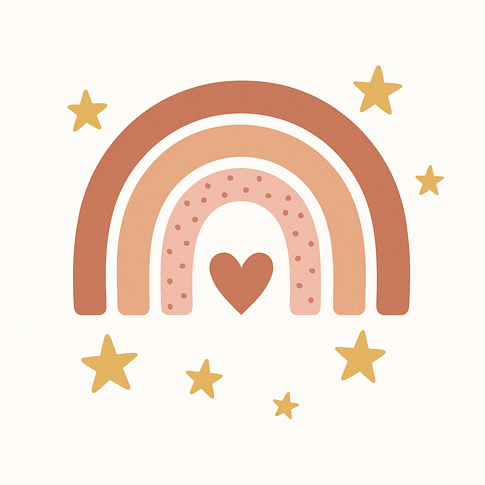 Thumbnail: Neutral rainbow with stars and cloud illustration for baby shower soap favor label, Brushwood Corners