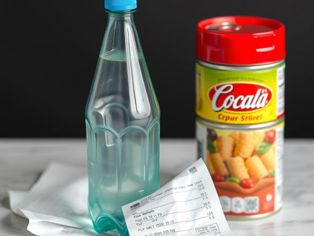 Receipt, plastic bottle, and food container related to BPA exposure during pregnancy