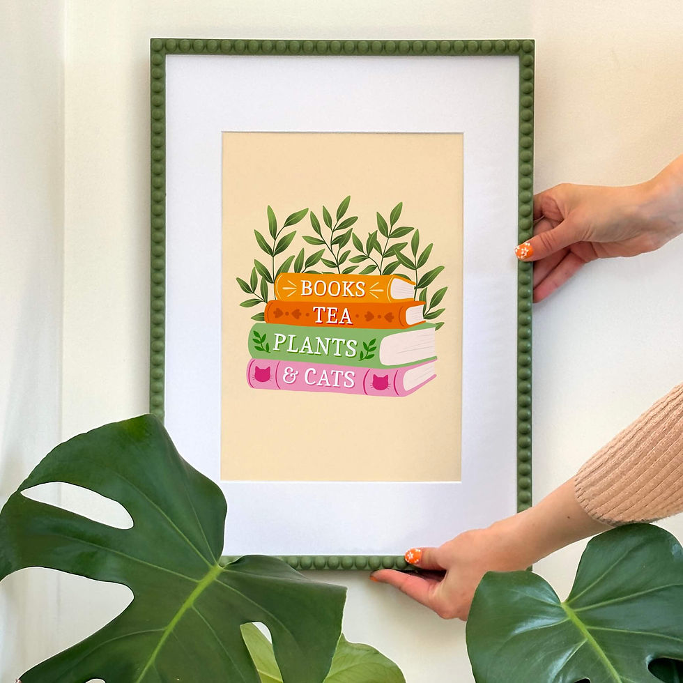 Thumbnail: Books, Tea, Plants & Cats Print