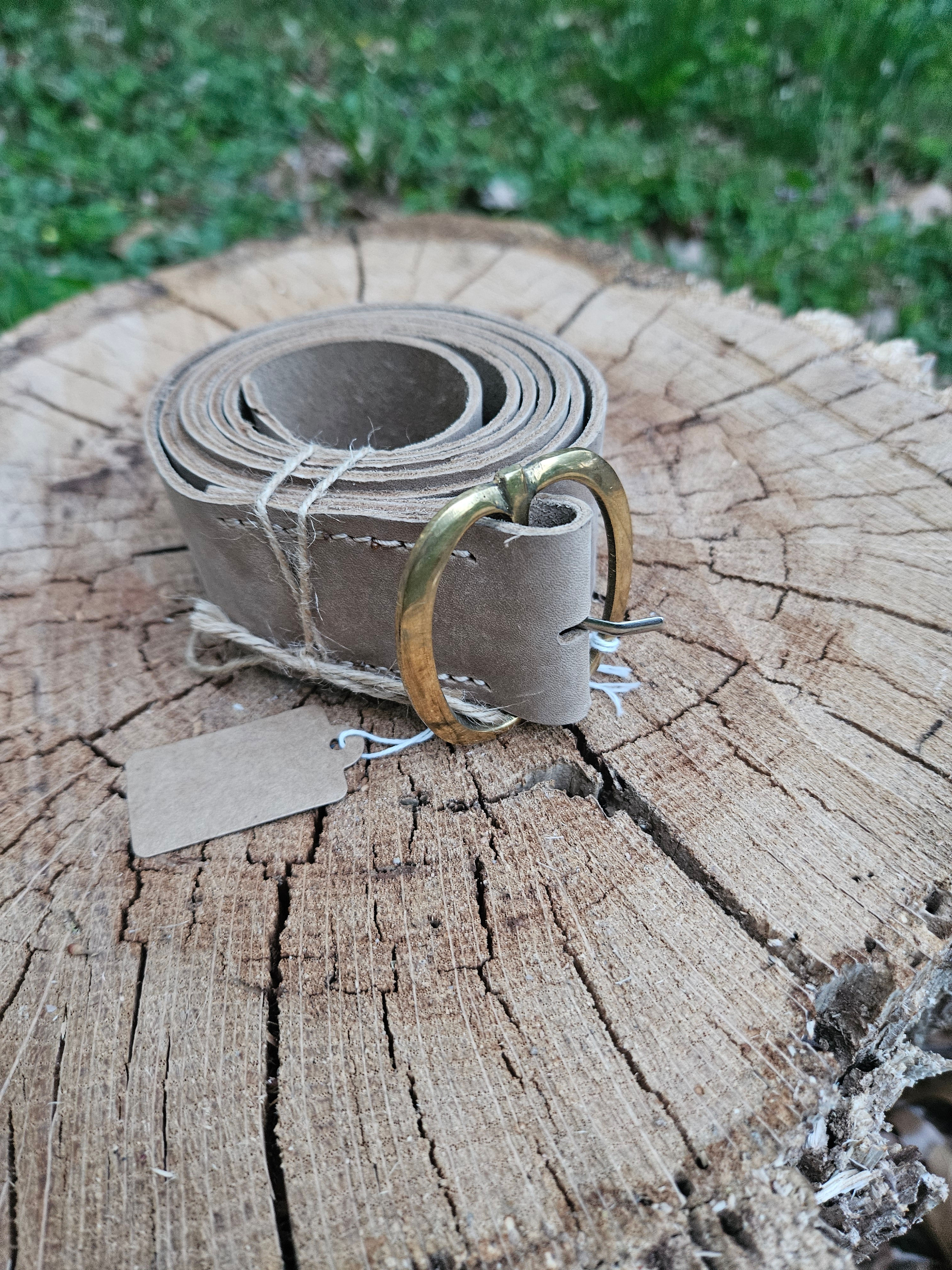 Brass buckle leather belt