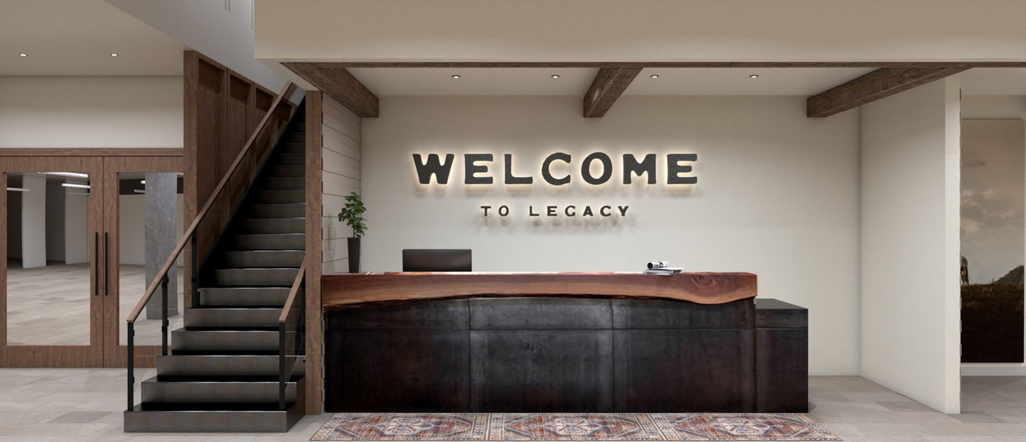 Newly constructed 10-foot wide monumental staircase with glass railings and wood trim, modernizing the church's interior.