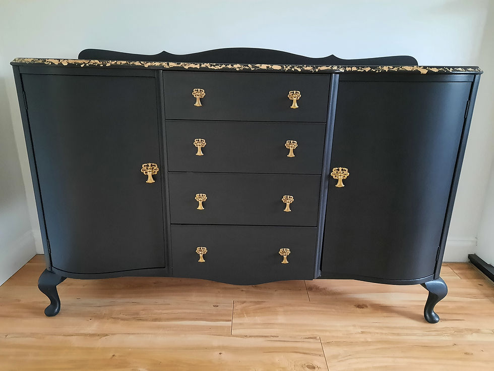 Commission Black and Gold Leaf Sideboard