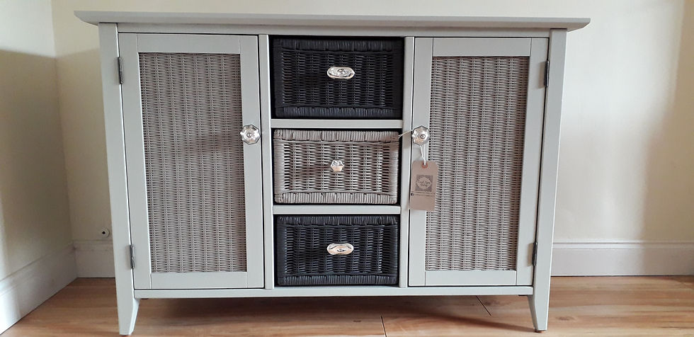 Pine and Wicker Sideboard