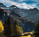 Hikers in Mountainous Landscape