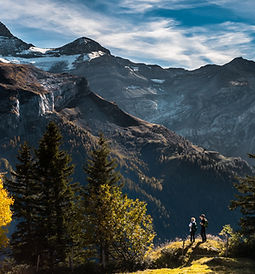 Wanderer in Berglandschaft