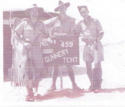 Peter Wallace, George Treeby, Jock Chambers_ 459 Gunnery School Gambut