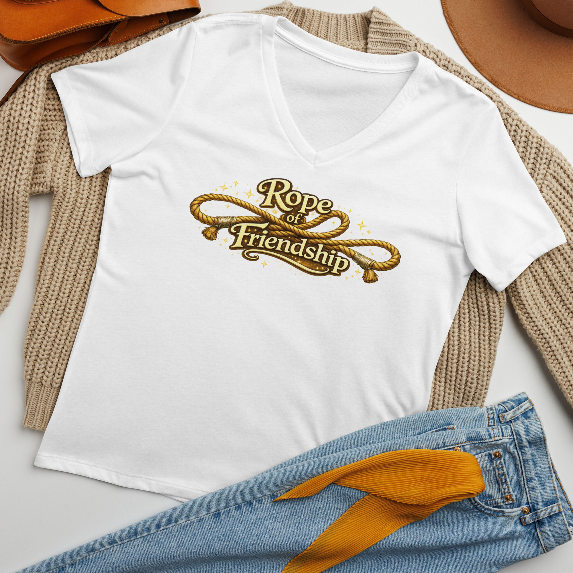 Rope of Friendship relaxed v-neck t-shirt