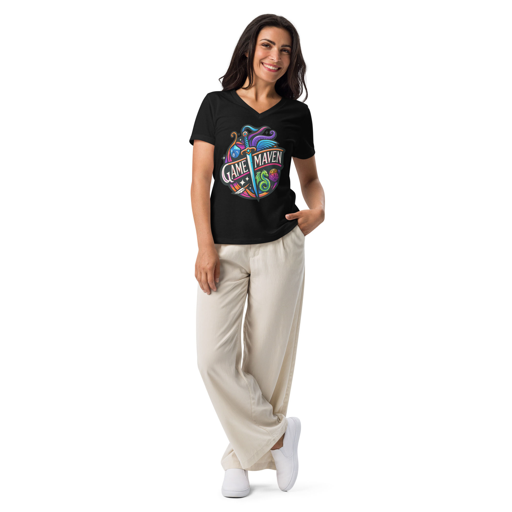 Game Maven women’s relaxed v-neck t-shirt