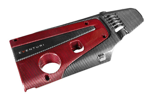 Image of Eventuri Carbon Fiber / Red Kevlar Engine Cover  Honda Civic Type R FK8 / FK2
