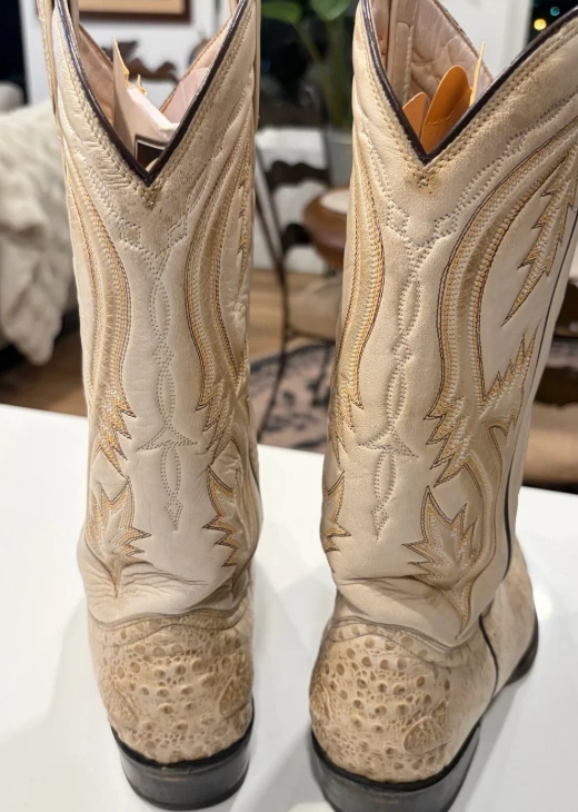 Thumbnail: Pete's Okeechobee Western Cowboy Boots Tan Exotic Print Leather Made in Mexico