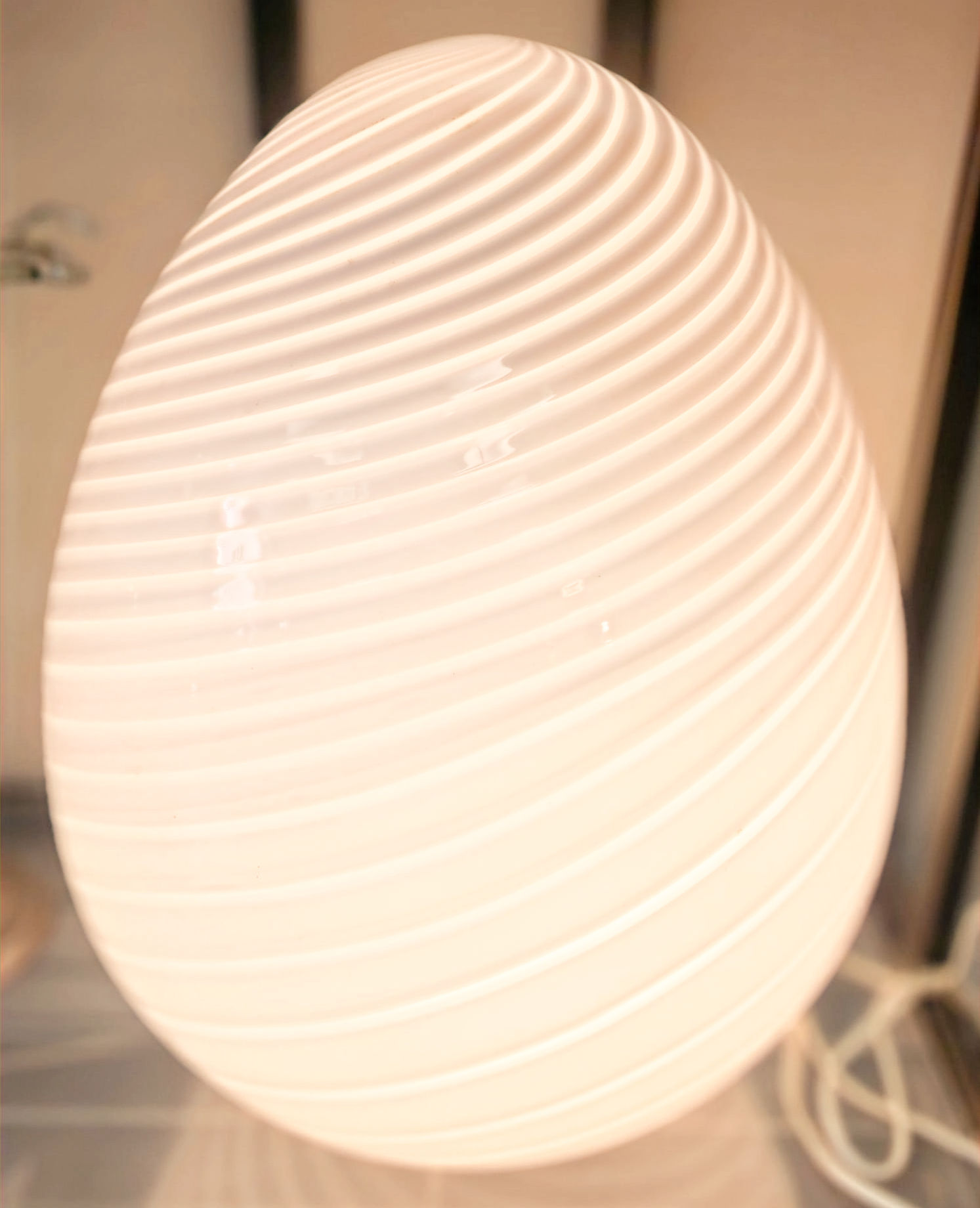 Vintage Murano Ribbed Glass Table Lamp – Italian Art Glass