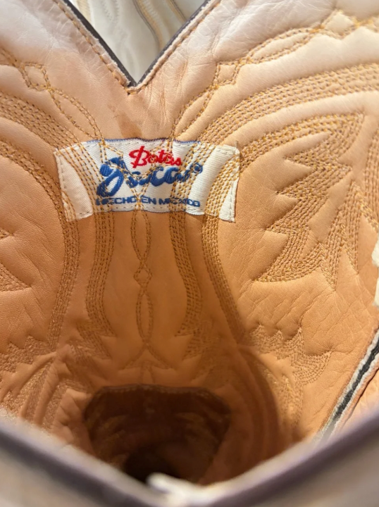 Thumbnail: Pete's Okeechobee Western Cowboy Boots Tan Exotic Print Leather Made in Mexico