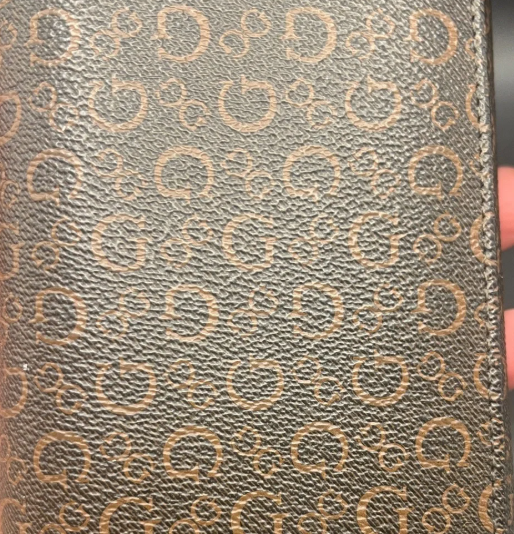 GUESS Brown Logo Wallet with Wristlet Strap