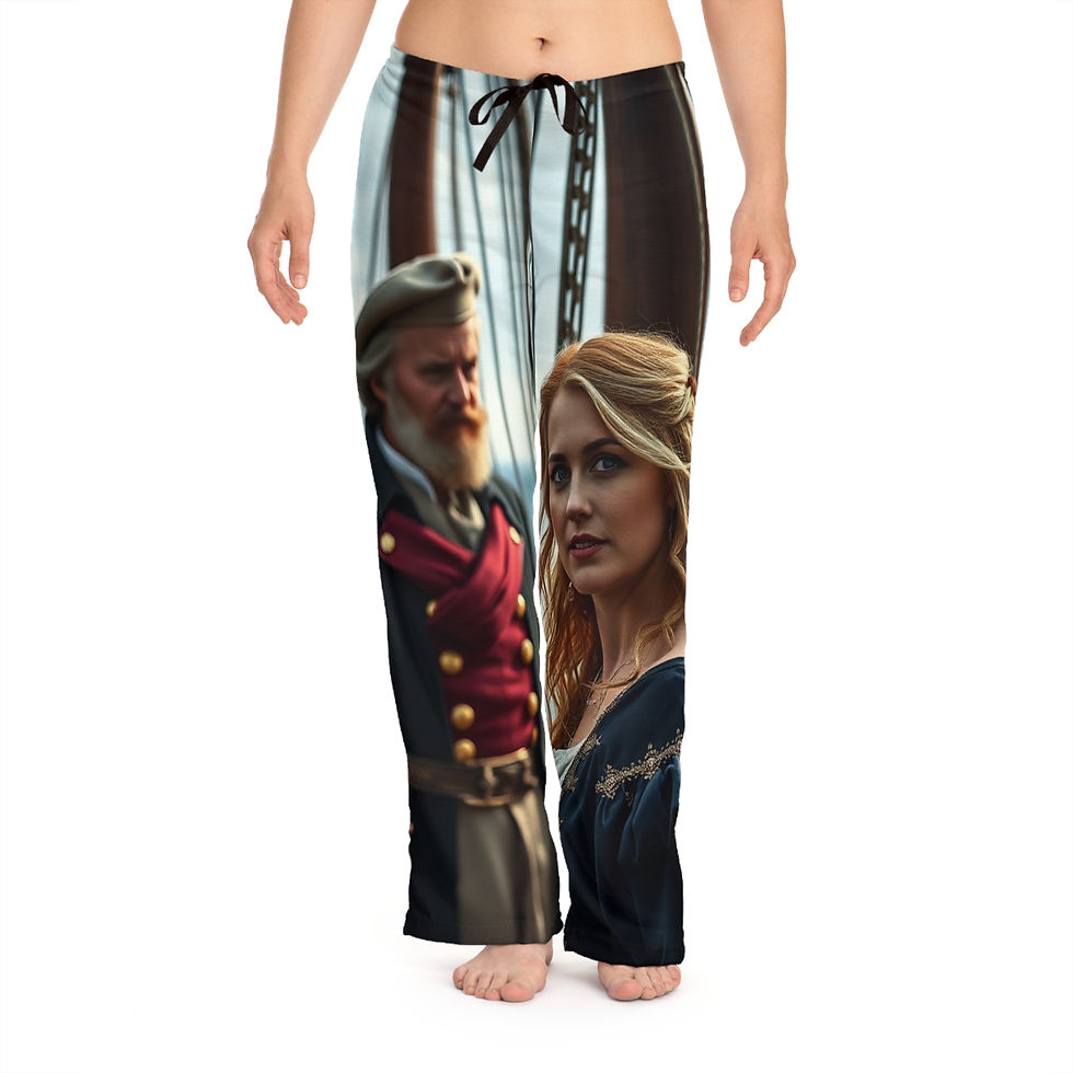 Thumbnail: Women's Pajama Pants — Nautical Romance All-Over Print Loungewear