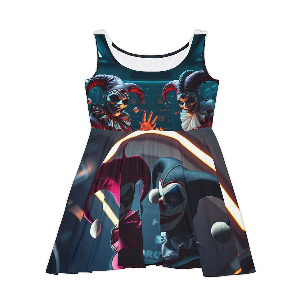 Jester Duo Skater Dress — Dark Harlequin Gothic Costume Print