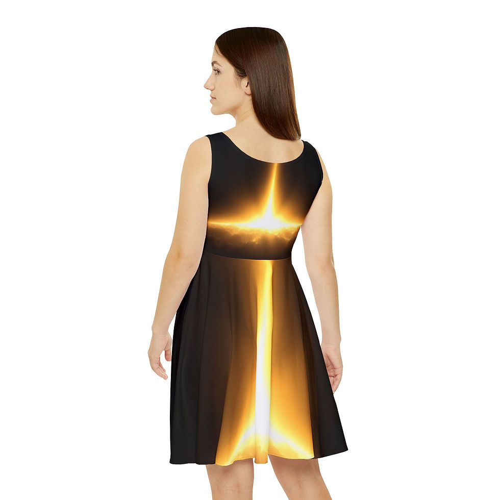 Thumbnail: Golden Sunrise Skater Dress — Radiant Sunbeam All-Over Print