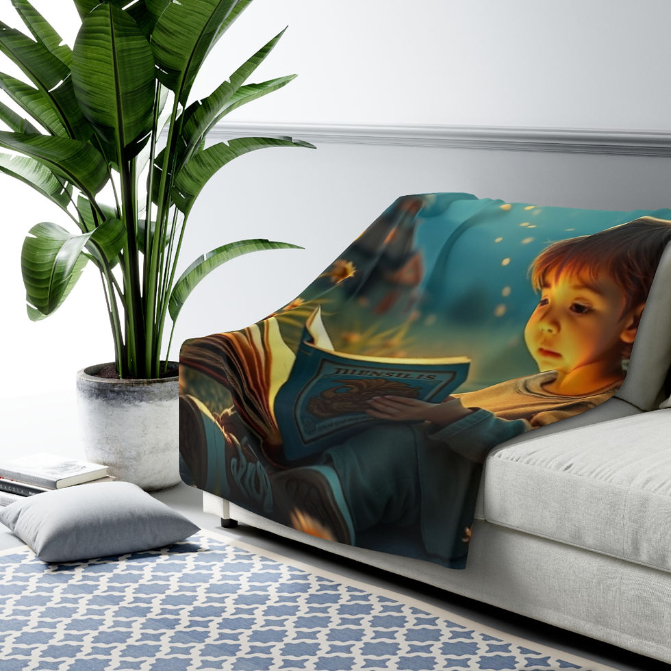 Thumbnail: Magical Storytime Sherpa Fleece Blanket — Kids Reading Nightlight Design