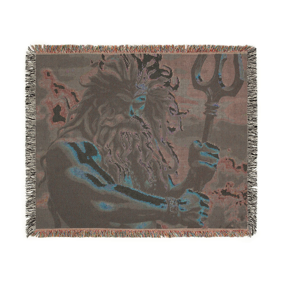 Thumbnail: Mythical Ocean God Woven Blanket - Cozy Home Decor Featuring Poseidon