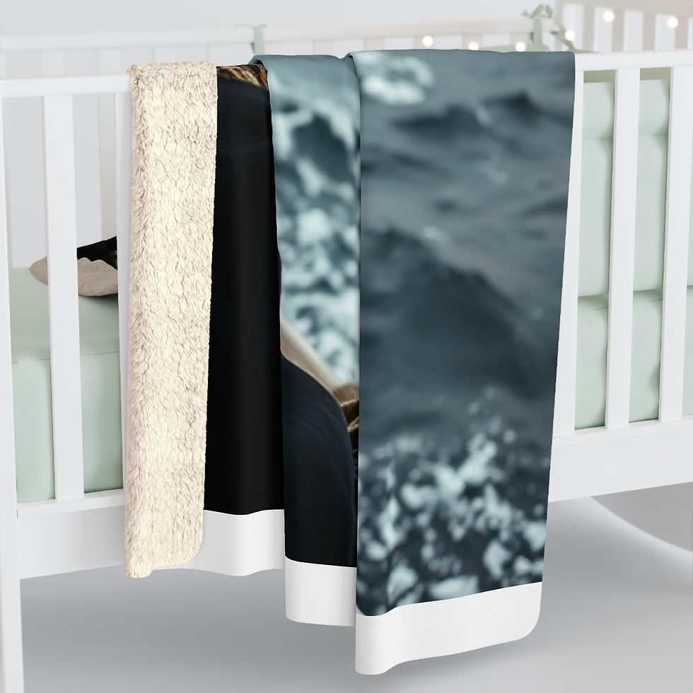 Thumbnail: Ocean Voyage Sherpa Fleece Blanket — Cozy Nautical Throw with Seafaring Portrait