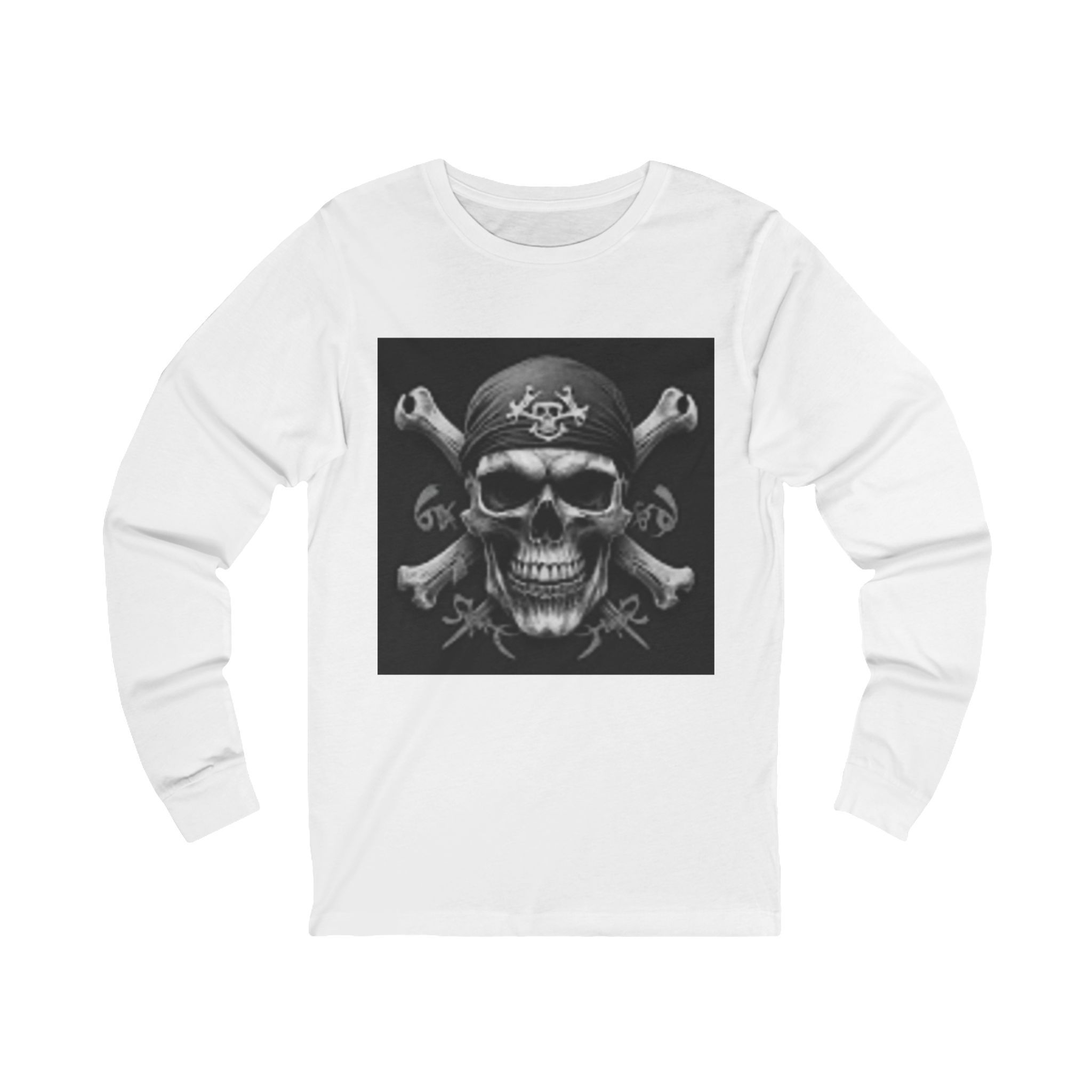 Pirate-Themed Unisex Long Sleeve Tee - Skull and Crossbones