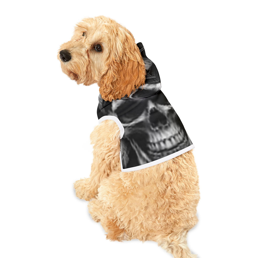 Thumbnail: Skull Hooded Pet Hoodie - Gothic Black Skeleton Dog & Cat Hoodie