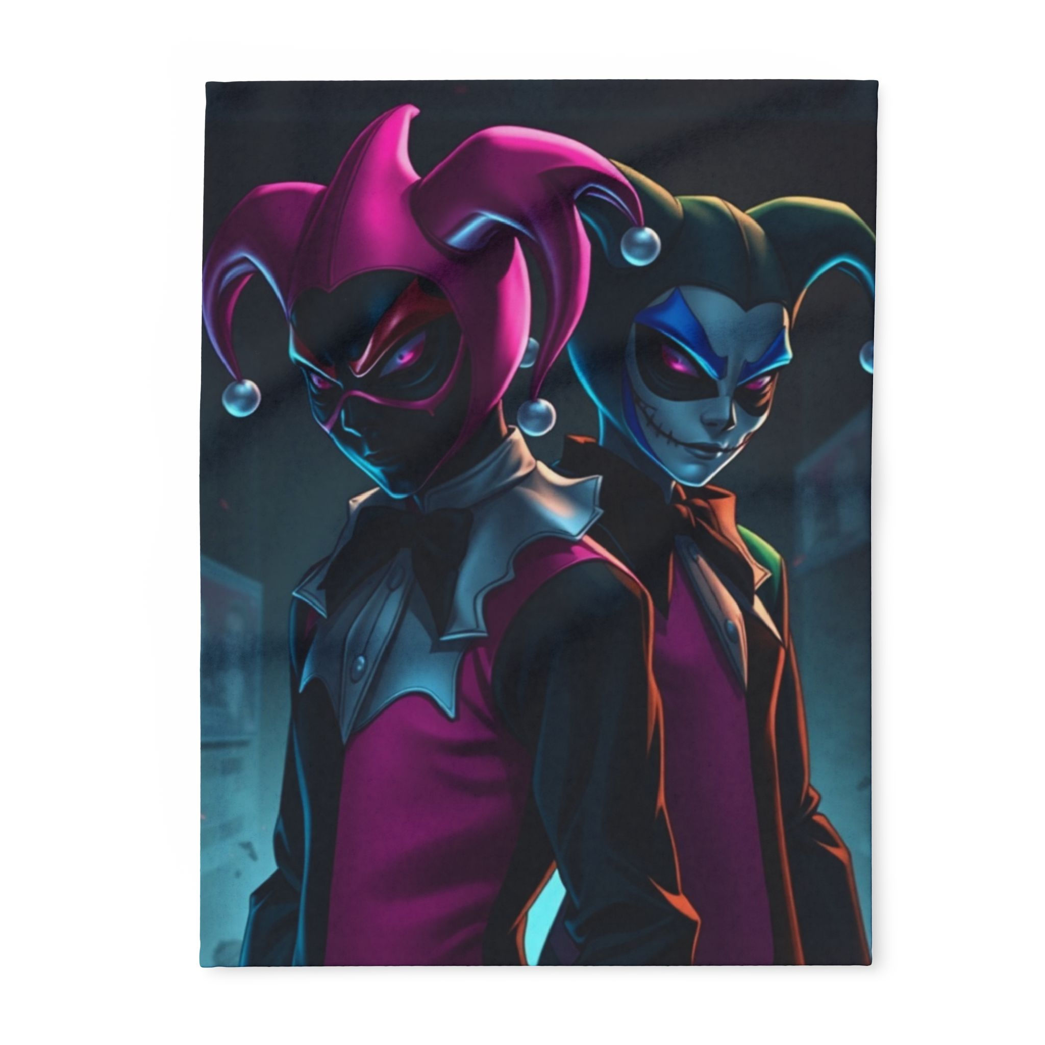 Harlequin Duo Arctic Fleece Blanket – Neon Jester Plush Throw