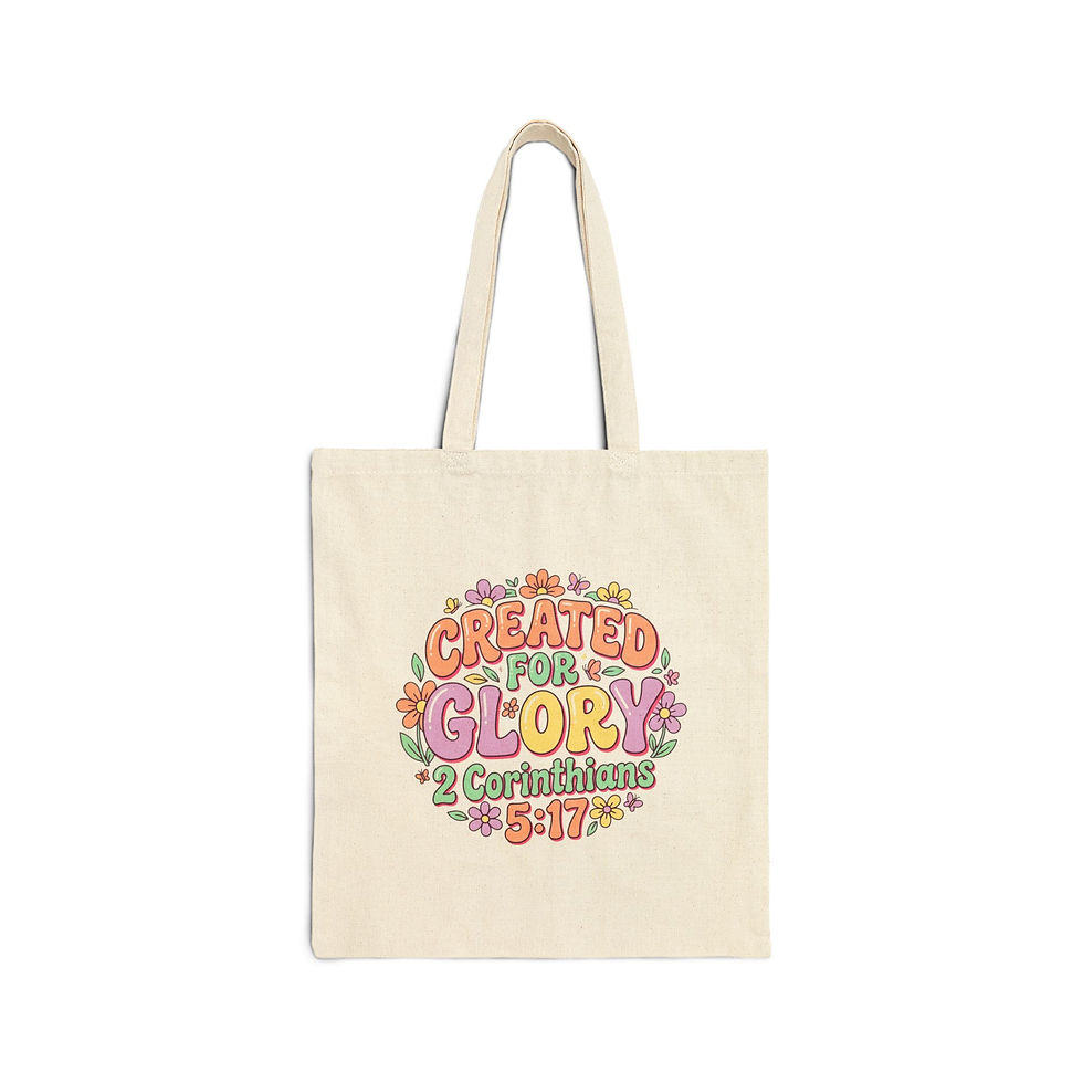 Thumbnail: Created for Glory Tote Bag — 2 Corinthians 5:17 Christian Canvas Tote