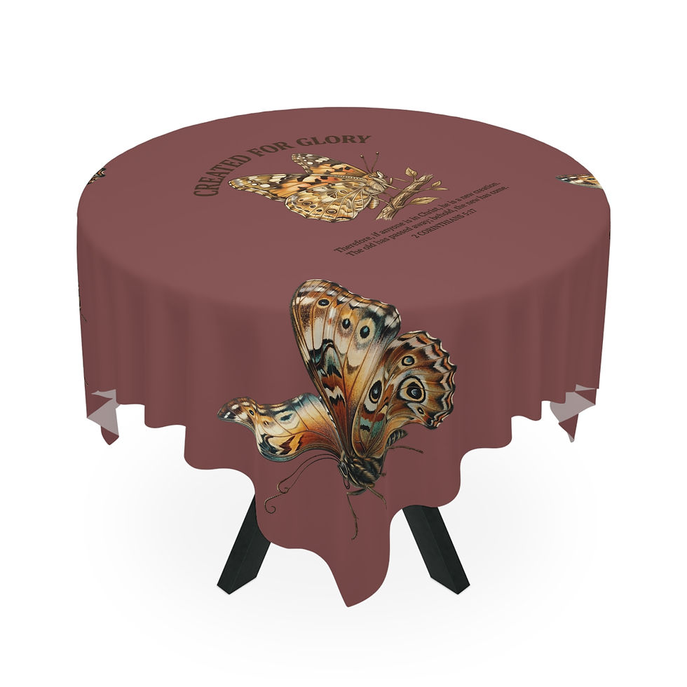 Thumbnail: Created for Glory Butterfly Tablecloth — Floral Scripture Accent for Dining