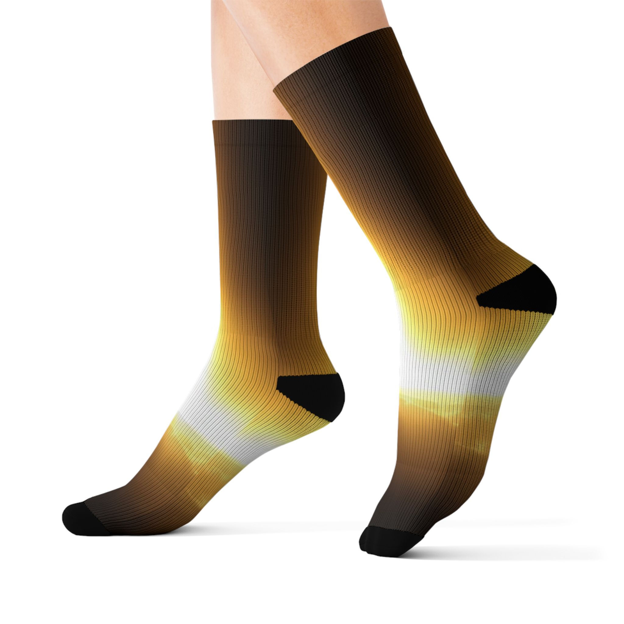 Gradient Sunrise Sublimation Socks – Gold Glow Athletic Crew Socks