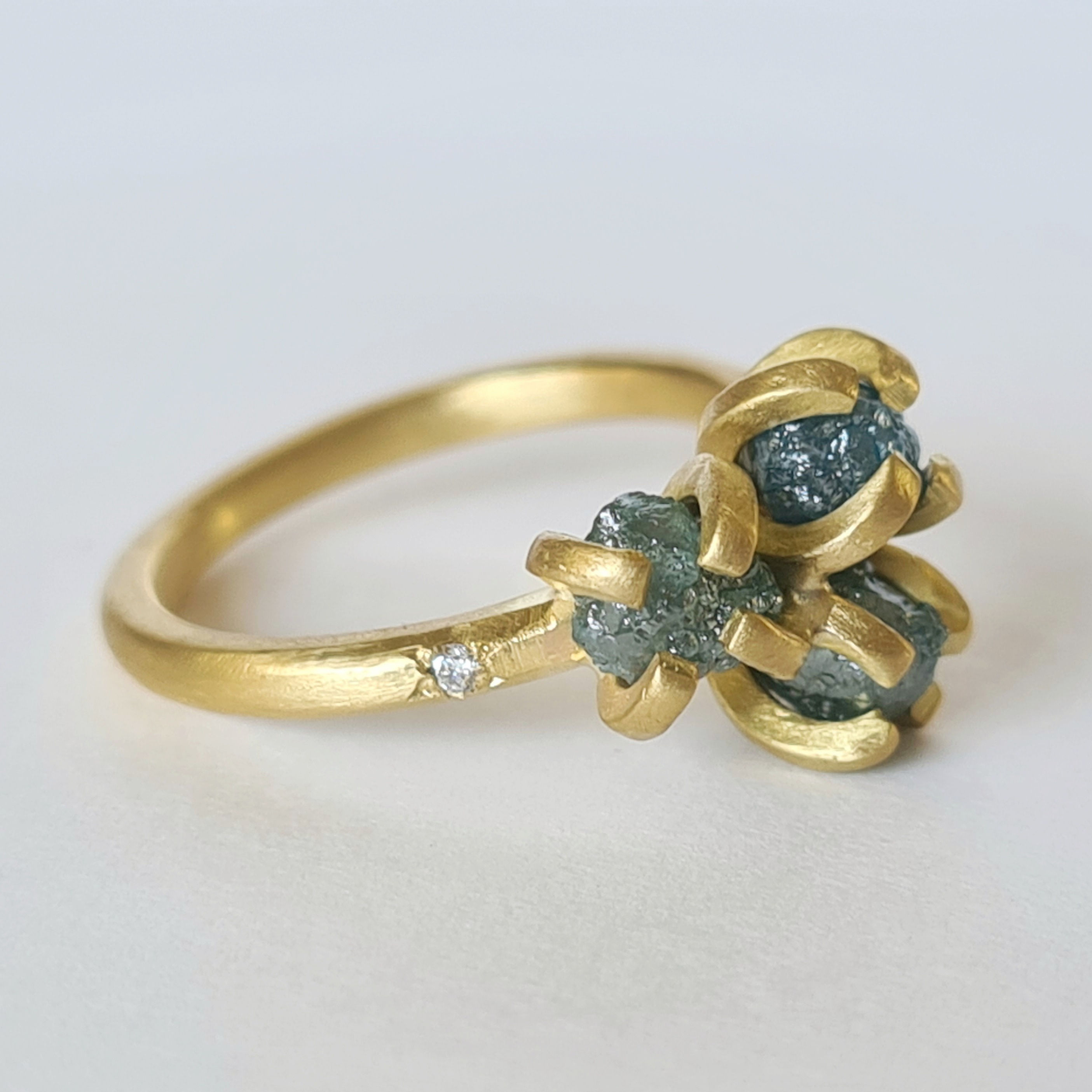Blue Raw Diamond Ring