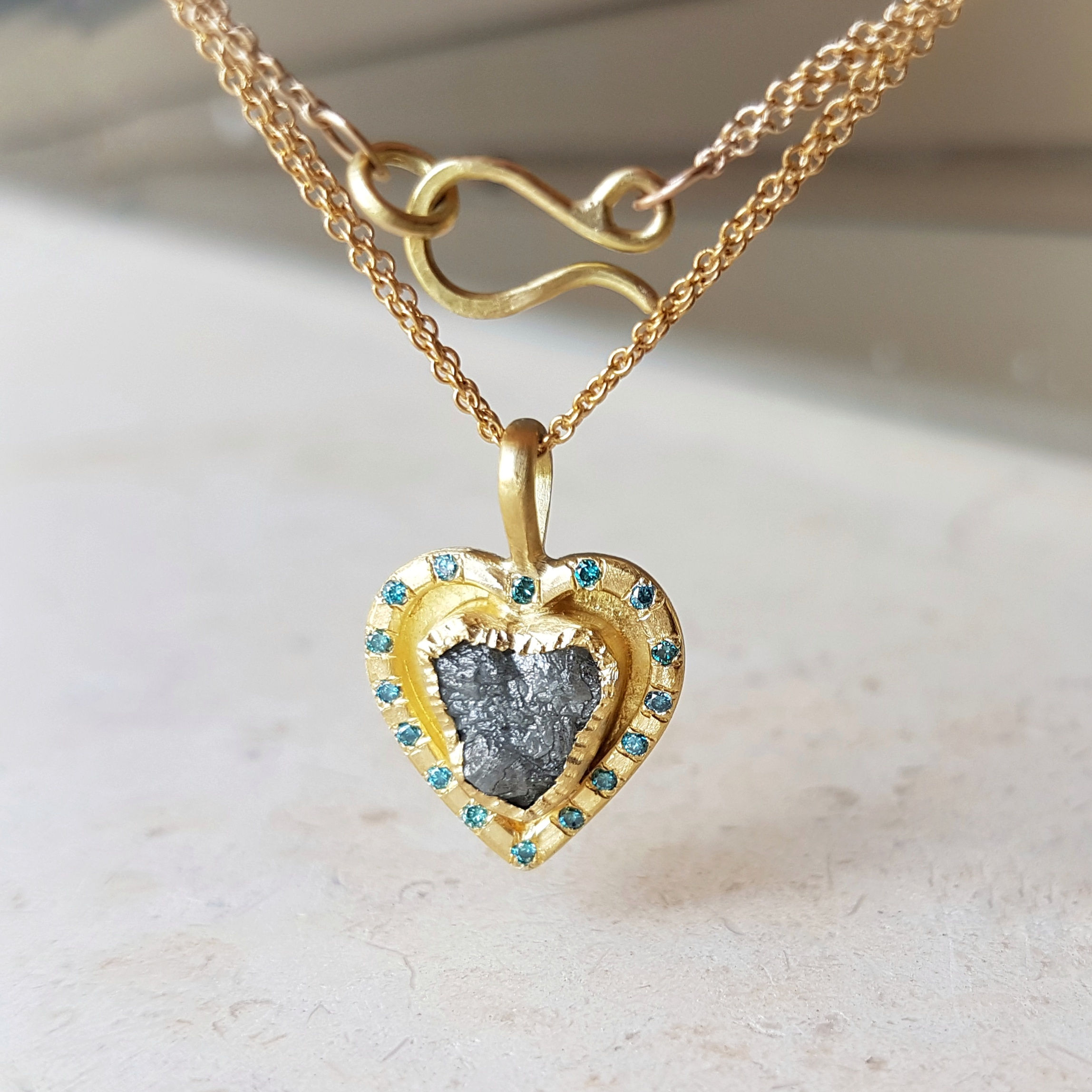 Rough Diamond Heart Pendant Necklace