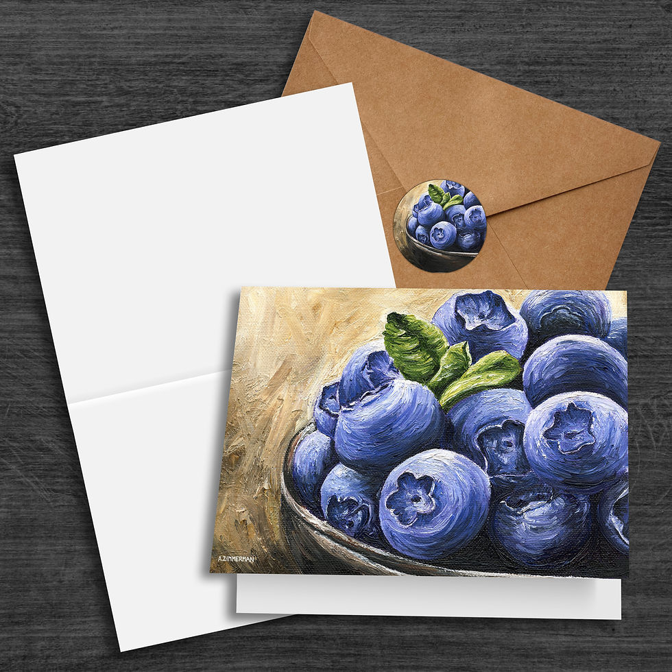 Blueberries Still Life - Greeting Card