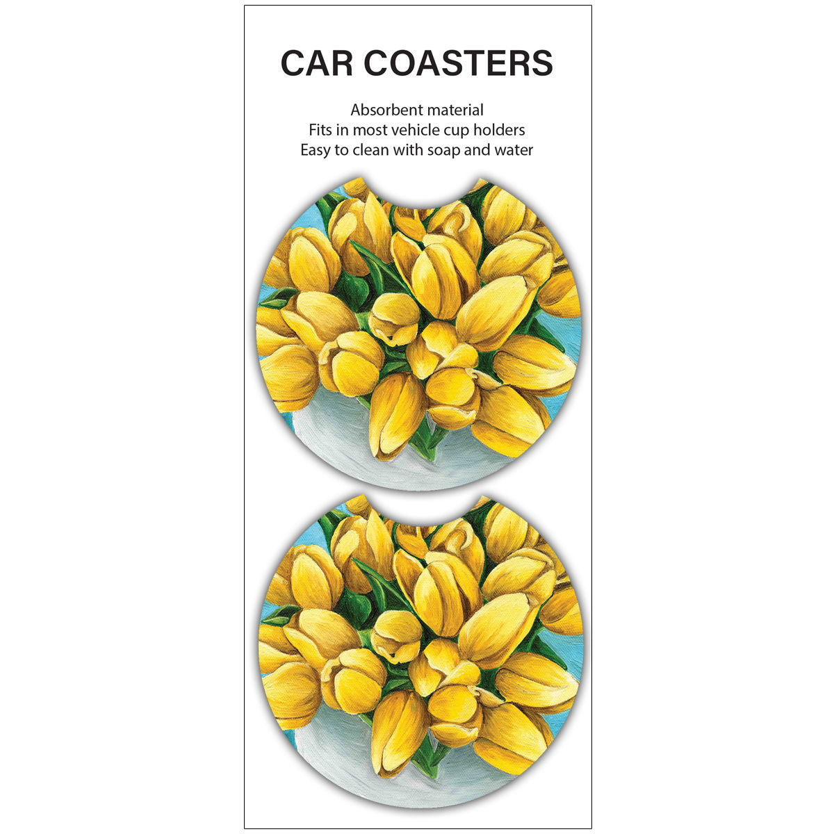 Yellow Tulips Car Coasters