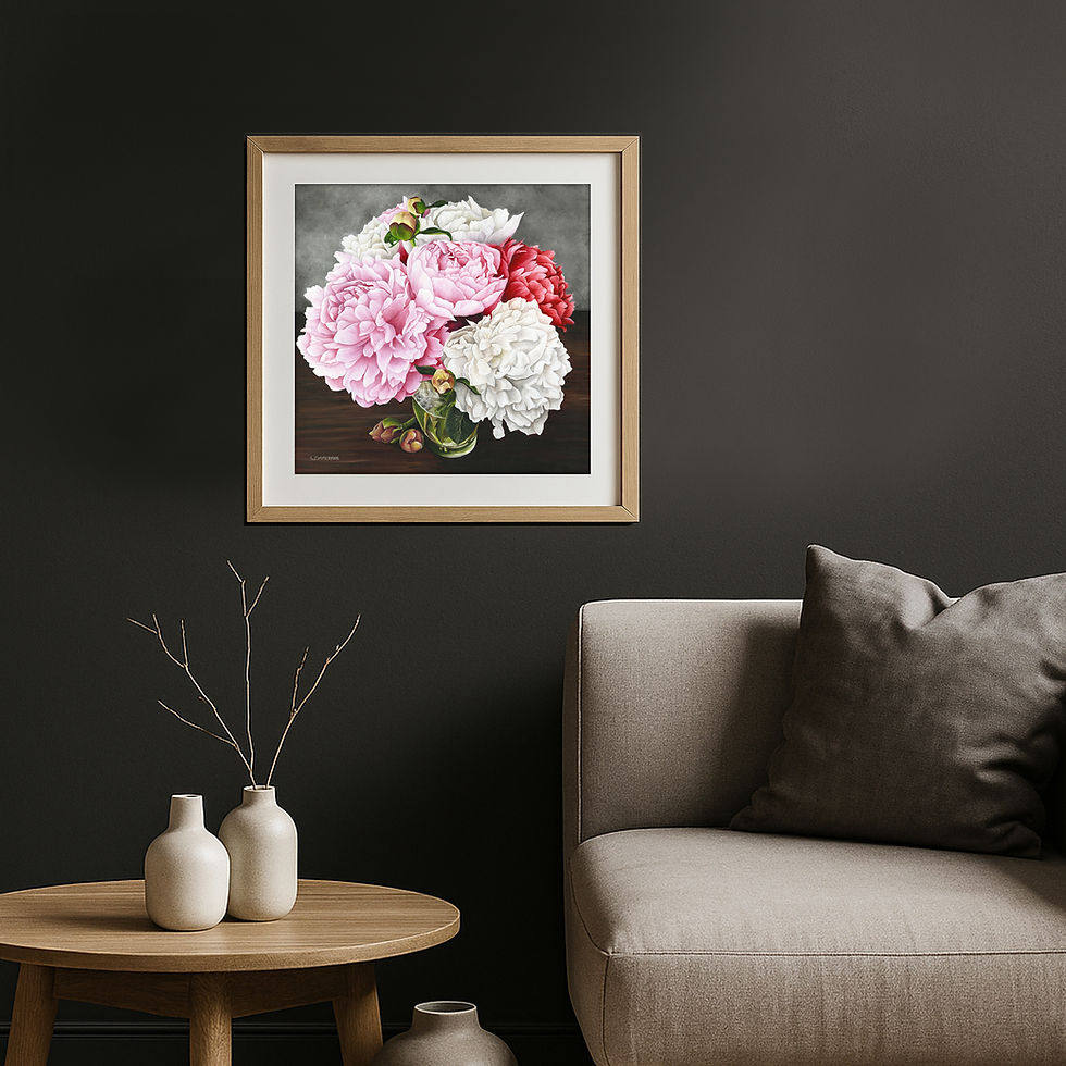 Pink and White Peonies - Print