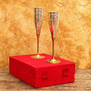 Brass Goblet Set of 2 with Red Velvet Box