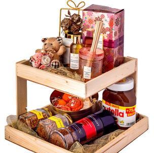 (DEW 003) Double Layer Wooden Basket without handle