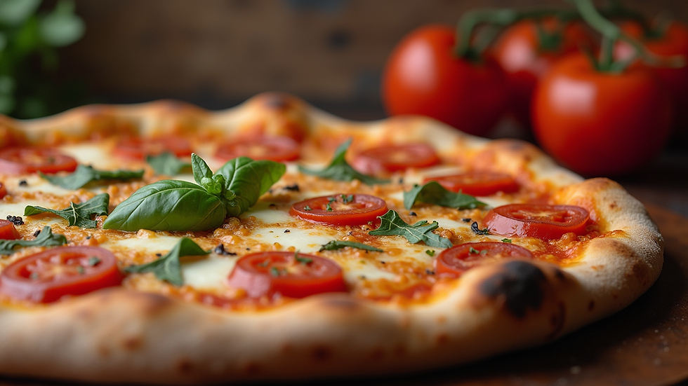 Close-up view of a traditional Neapolitan pizza