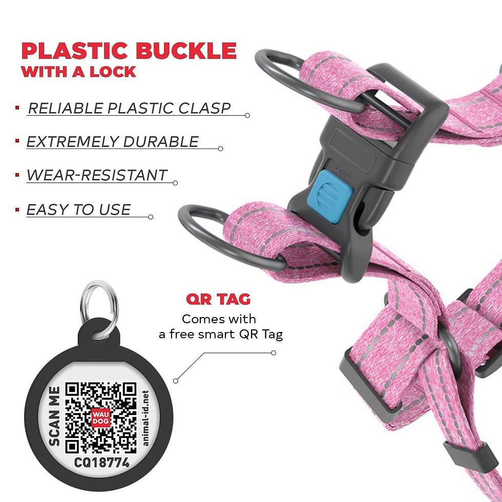 Miniatura: Pink Cotton Dog Harness Soft Eco Friendly Adjustable for Large Dogs L Size