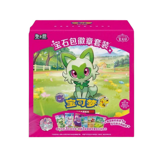 Chinese Pokemon Gem Pack Badge Set Box | POKENE