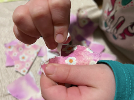 A child exploring their creativity