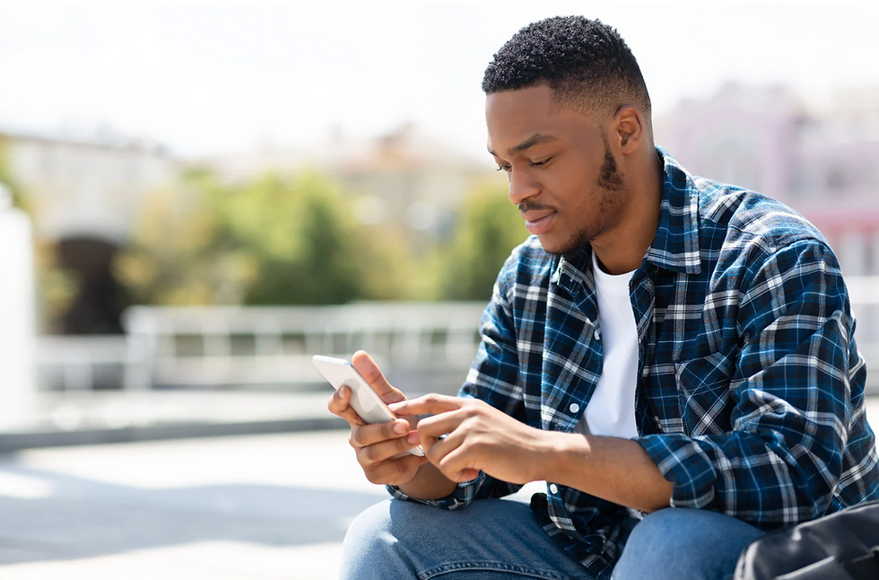 Dad scrolling on his phone