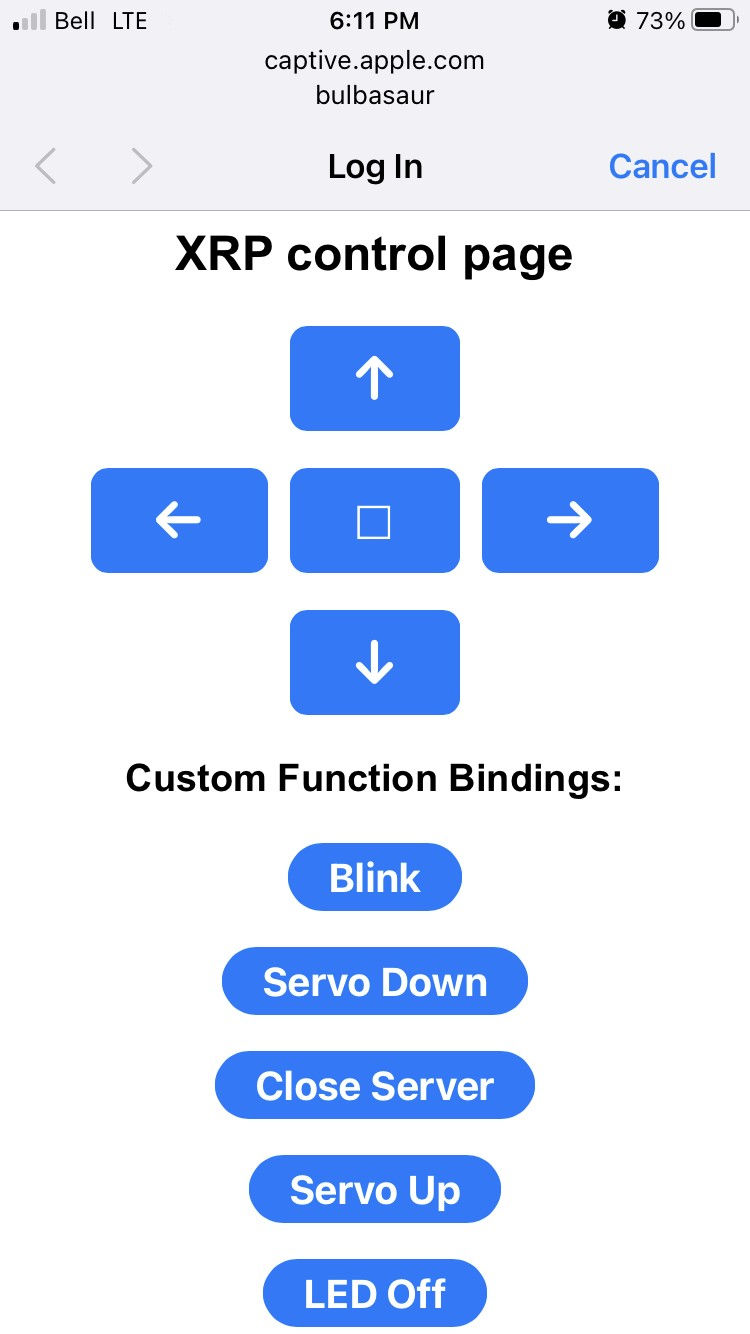 XRP Robot - web server - standard 4 directional buttons