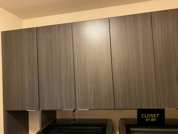 Gray cabinets with closet