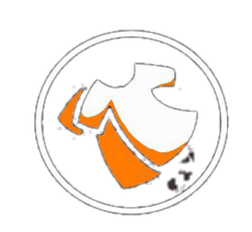 Stylized white and orange shirt icon