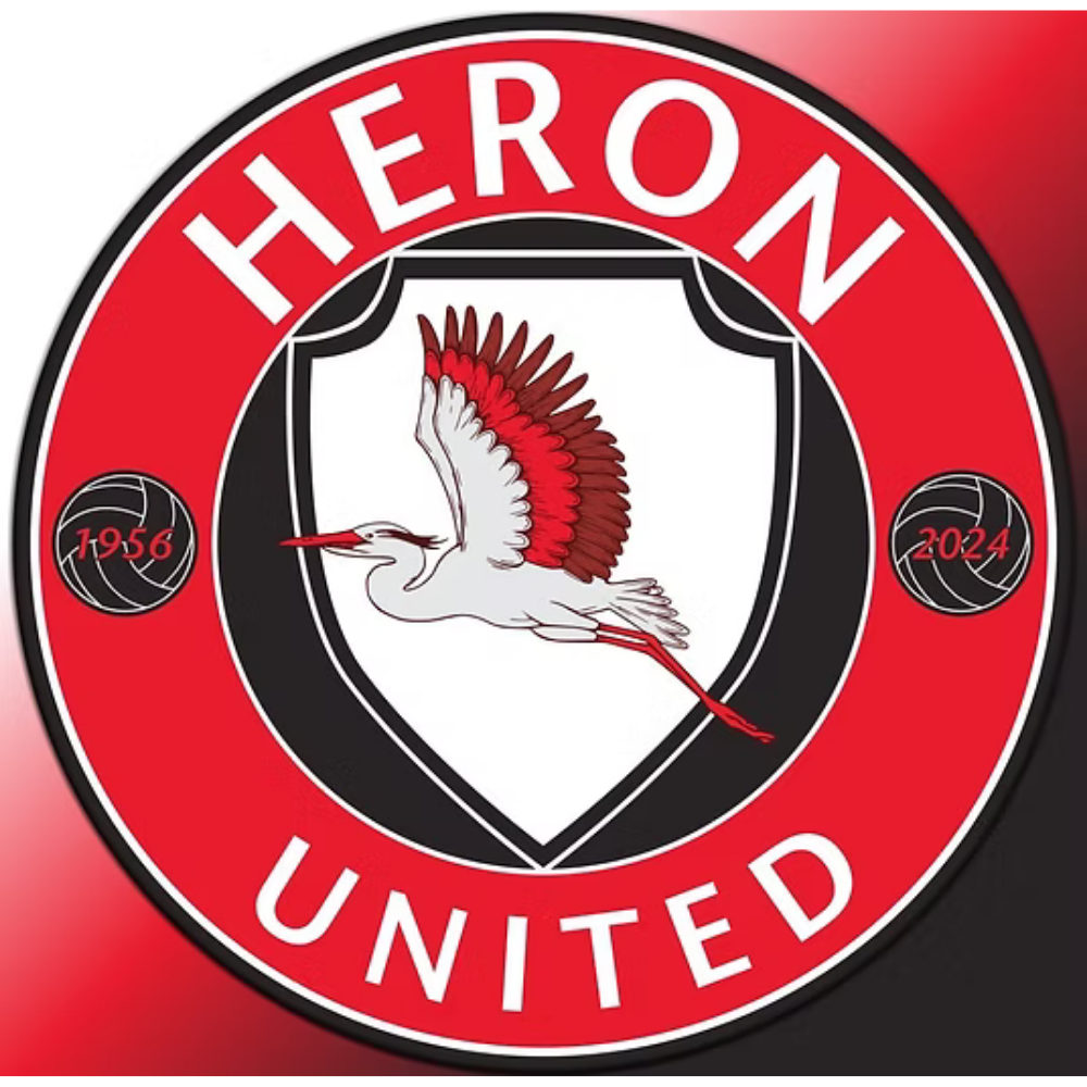 Heron United club logo with heron, 1969-2024