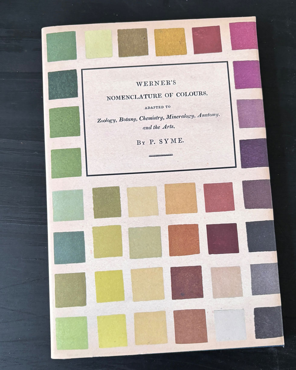 Book cover titled "Werner's Nomenclature of Colours" by P. Syme, featuring various colored squares on a dark background.