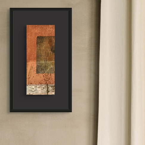 One of two collagraph prints from the Above the Fields series by Su France, on show at Print Cromer 2026, Artspace on the Prom, Cromer, June–July 2026