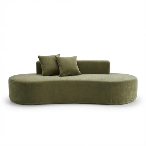 Curved Green Velvet Chaise Lounge rental
